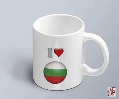 Чашка с принтом я люблю Болгарию с изображением флага 02010109049 фото