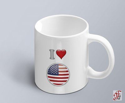 Чашка с принтом я люблю США с изображением флага 02010109004 фото