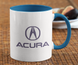 Чашка с принтом авто логотип Acura белая + синяя 02030402023 фото