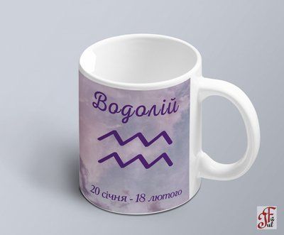 Чашка з принтом знак зодіака Водолій на фоні стихії 02010104023 фото