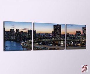 Печатная картина Огни ночного города. Триптих 100х30 см 1030103005 фото