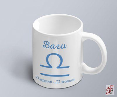 Чашка с принтом знак зодиака Весы с датой 02010104007 фото