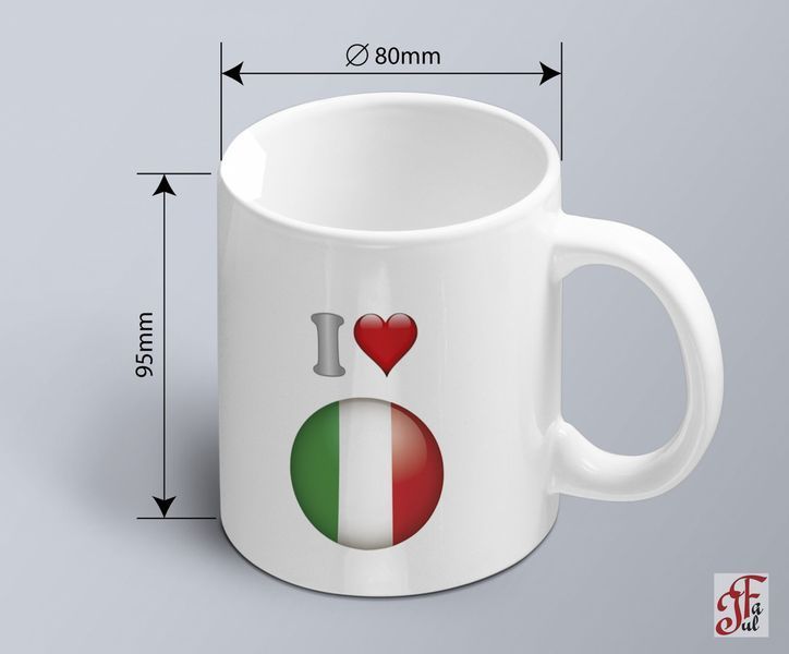 Чашка з принтом я люблю Італію з зображенням прапору 02010109014 фото