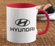 Чашка с принтом авто логотип Hyundai белая + красная 02030302038 фото