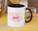 A mug with a print of Inna's name, white and black