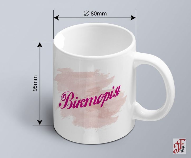 A mug with a print of Victoria's name