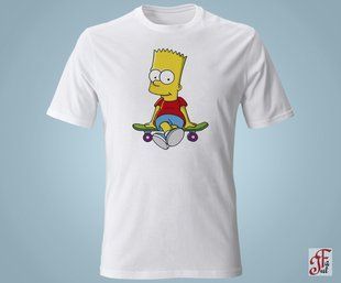 Футболка з принтом SIMPSONS Барт сидить на скейті. 05010104020L фото