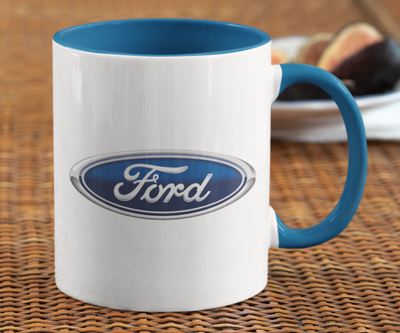 Чашка с принтом авто логотип Ford белая + синяя 02030402036 фото