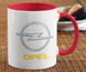 Чашка с принтом авто логотип Opel белая + красная 02030302010 фото