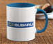 Чашка с принтом авто логотип Subaru белая + синяя 02030402018 фото