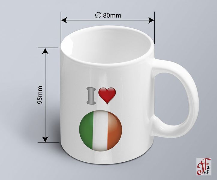 Чашка з принтом я люблю Ірландію з зображенням прапору 02010109034 фото