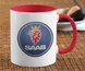Чашка с принтом авто логотип SAAB белая + красная 02030302015 фото