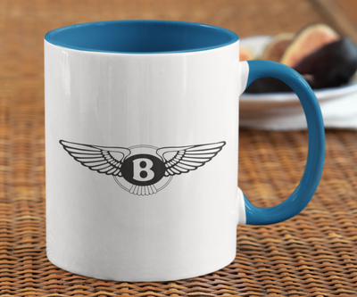 Чашка с принтом авто логотип Bentley белая + синяя 02030402026 фото