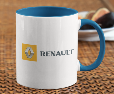 Чашка с принтом авто логотип Renault белая + синяя 02030402042 фото